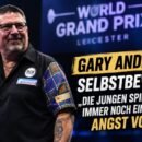 Gary Anderson beim World Grand Prix 2026 in Leicester nach seinem Sieg gegen Damon Heta