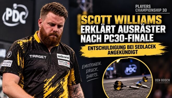 Scott Williams nach seinem Ausraster im Finale von Players Championship 30 in Den Bosch