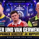 Luke Littler, Michael van Gerwen und Niko Springer nach ihren Niederlagen beim World Grand Prix 2026 in Leicester