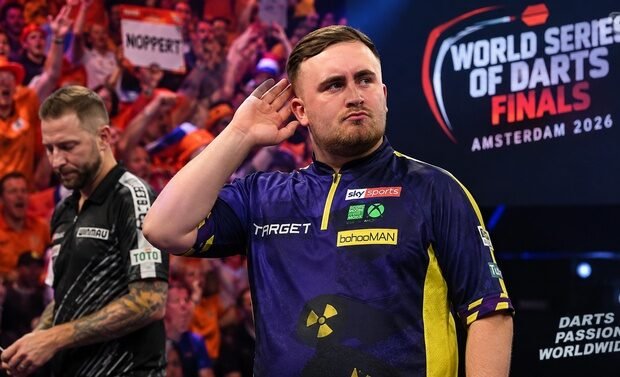 Luke Littler nach seinem Sieg gegen Danny Noppert bei den World Series of Darts Finals 2026 in Amsterdam