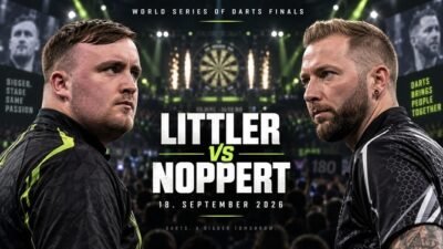 Luke Littler und Danny Noppert vor ihrem Duell bei den World Series of Darts Finals 2026 in Amsterdam