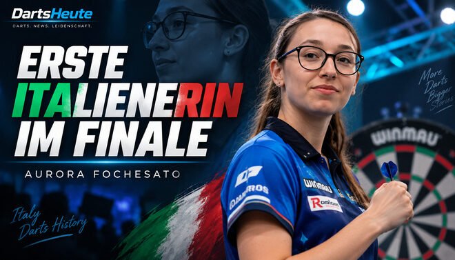 Aurora Fochesato erreicht als erste Italienerin das Finale der PDC Women's Series 2026 in Wigan.
