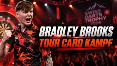 Bradley Brooks kämpft nach seinem Viertelfinaleinzug bei der Swiss Darts Trophy 2026 um den Verbleib auf der PDC ProTour.
