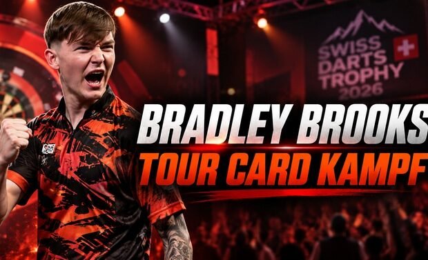 Bradley Brooks kämpft nach seinem Viertelfinaleinzug bei der Swiss Darts Trophy 2026 um den Verbleib auf der PDC ProTour.