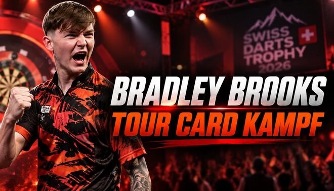 Bradley Brooks kämpft nach seinem Viertelfinaleinzug bei der Swiss Darts Trophy 2026 um den Verbleib auf der PDC ProTour.