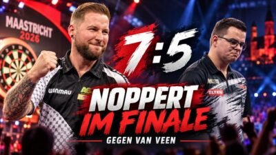 Danny Noppert besiegt Gian van Veen bei der Dutch Darts Championship 2026 mit 7:5 und erreicht das Finale in Maastricht.
