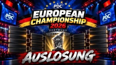 Darts EM 2026 Auslosung in Dortmund mit den 16 Erstrundenbegegnungen der PDC European Championship.
