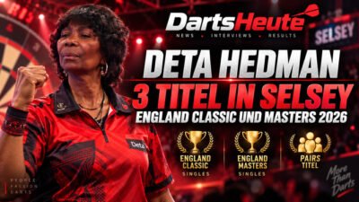 Deta Hedman gewinnt drei Titel bei den England Classic und England Masters 2026 in Selsey.