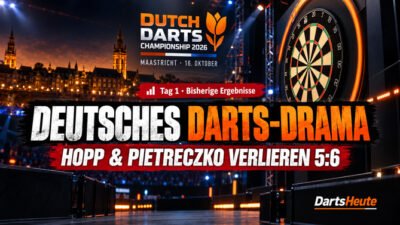 Dutch Darts Championship 2026 in Maastricht: Max Hopp und Ricardo Pietreczko verlieren ihre Auftaktspiele jeweils mit 5:6.