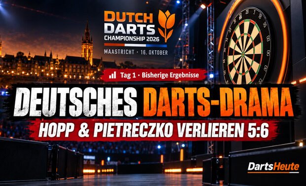 Dutch Darts Championship 2026 in Maastricht: Max Hopp und Ricardo Pietreczko verlieren ihre Auftaktspiele jeweils mit 5:6.