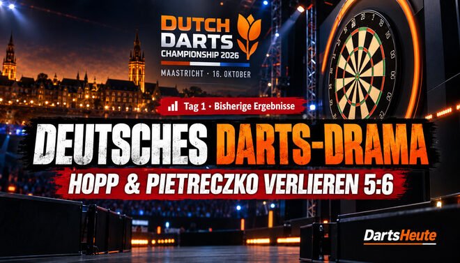 Dutch Darts Championship 2026 in Maastricht: Max Hopp und Ricardo Pietreczko verlieren ihre Auftaktspiele jeweils mit 5:6.