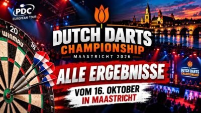 Dutch Darts Championship 2026: Alle 16 Ergebnisse der ersten Runde vom 16. Oktober in Maastricht.