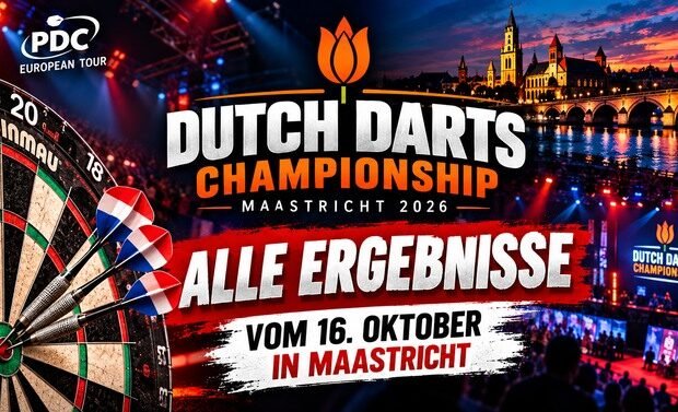 Dutch Darts Championship 2026: Alle 16 Ergebnisse der ersten Runde vom 16. Oktober in Maastricht.