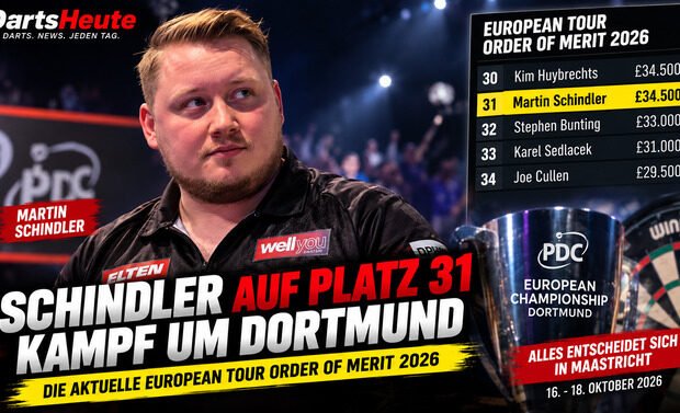 Martin Schindler steht auf Platz 31 der European Tour Order of Merit 2026 und kämpft um die Qualifikation für die European Championship in Dortmund.