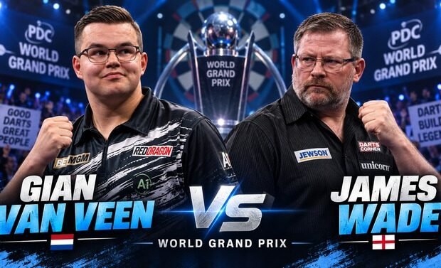 Gian van Veen gegen James Wade beim World Grand Prix 2026