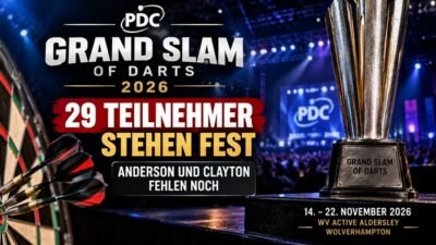 Grand Slam of Darts 2026 mit 29 bereits qualifizierten Teilnehmern