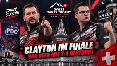 Jonny Clayton schlägt Gian van Veen 7:4 und erreicht das Finale der Swiss Darts Trophy 2026