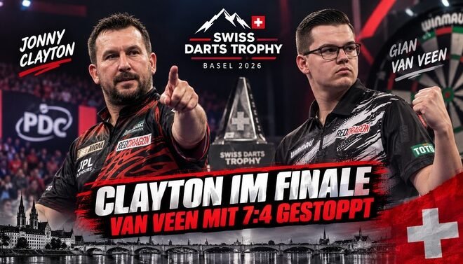 Jonny Clayton schlägt Gian van Veen 7:4 und erreicht das Finale der Swiss Darts Trophy 2026