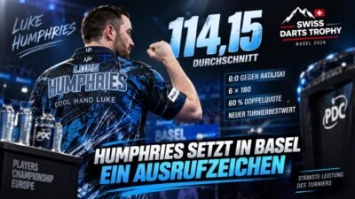 Luke Humphries spielt 114,15 Punkte im Schnitt bei der Swiss Darts Trophy 2026