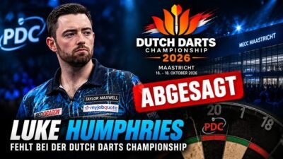 Luke Humphries sagt seine Teilnahme an der Dutch Darts Championship 2026 in Maastricht kurzfristig ab.