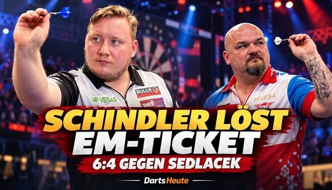 Martin Schindler besiegt Karel Sedlacek bei der Dutch Darts Championship 2026 mit 6:4 und sichert sich das Ticket für die Darts EM.