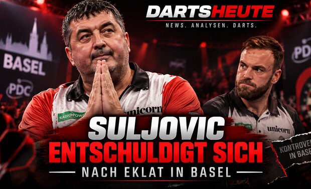 Mensur Suljovic entschuldigt sich nach dem Eklat bei der Swiss Darts Trophy 2026 in Basel bei Ross Smith.