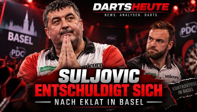 Mensur Suljovic entschuldigt sich nach dem Eklat bei der Swiss Darts Trophy 2026 in Basel bei Ross Smith.