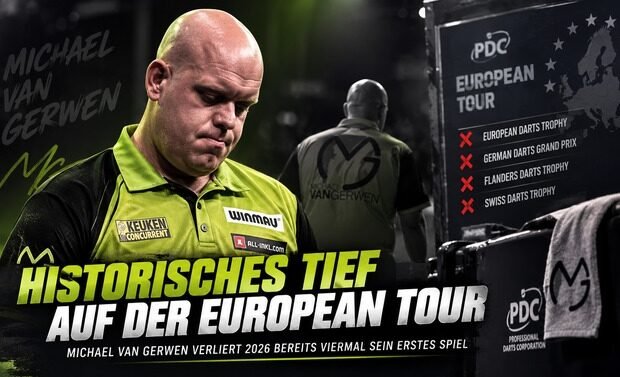 Michael van Gerwen erlebt 2026 ein historisches Tief auf der PDC European Tour