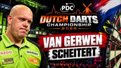 Michael van Gerwen scheidet bei der Dutch Darts Championship 2026 nach einer 5:6-Niederlage gegen William O'Connor aus.