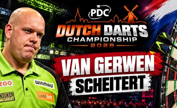 Michael van Gerwen scheidet bei der Dutch Darts Championship 2026 nach einer 5:6-Niederlage gegen William O'Connor aus.
