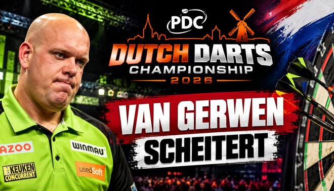 Michael van Gerwen scheidet bei der Dutch Darts Championship 2026 nach einer 5:6-Niederlage gegen William O'Connor aus.