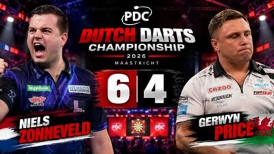 Niels Zonneveld besiegt Gerwyn Price bei der Dutch Darts Championship 2026 in Maastricht mit 6:4 und erreicht das Viertelfinale.