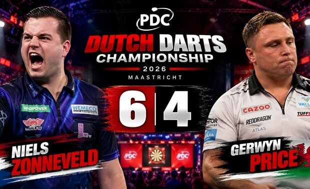 Niels Zonneveld besiegt Gerwyn Price bei der Dutch Darts Championship 2026 in Maastricht mit 6:4 und erreicht das Viertelfinale.