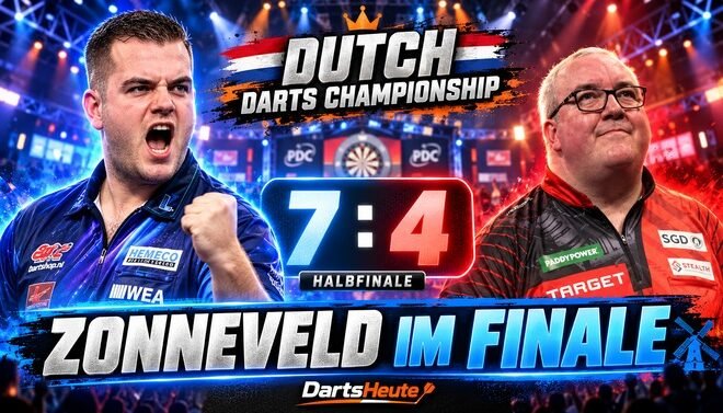 Niels Zonneveld besiegt Stephen Bunting bei der Dutch Darts Championship 2026 mit 7:4 und erreicht das Finale in Maastricht.