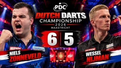 Niels Zonneveld besiegt Wessel Nijman bei der Dutch Darts Championship 2026 mit 6:5 und erreicht das Halbfinale in Maastricht.