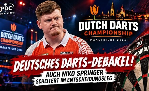 Niko Springer scheitert bei der Dutch Darts Championship 2026 in Maastricht mit 5:6 gegen Scott Williams im Entscheidungsleg.