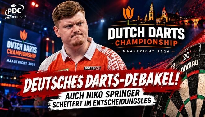 Niko Springer scheitert bei der Dutch Darts Championship 2026 in Maastricht mit 5:6 gegen Scott Williams im Entscheidungsleg.