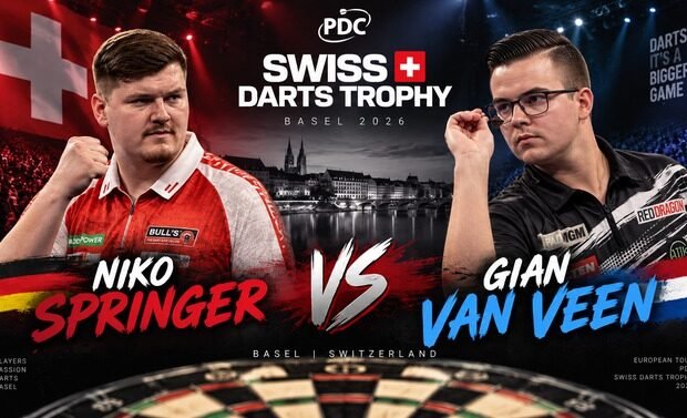 Niko Springer gegen Gian van Veen bei der Swiss Darts Trophy 2026 in Basel