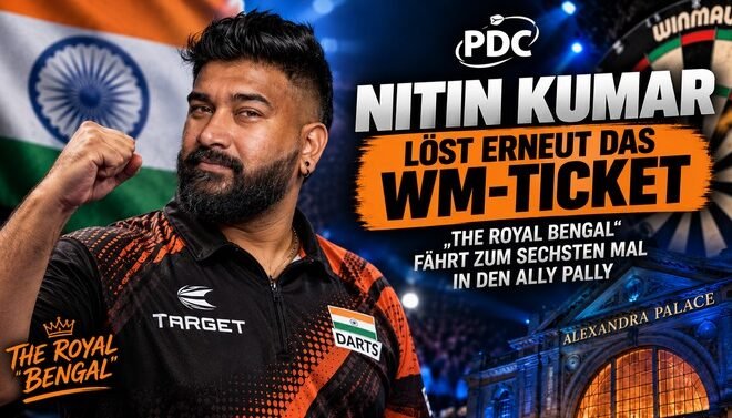 Nitin Kumar qualifiziert sich erneut für die PDC Darts-WM im Alexandra Palace