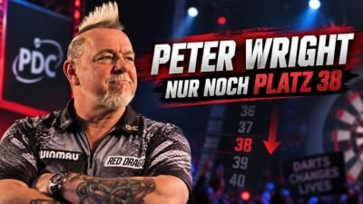 Peter Wright fällt auf Platz 38 der PDC Weltrangliste 2026 zurück und kämpft um den Anschluss an die Darts-Weltspitze.