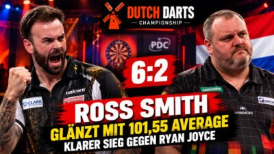 Ross Smith besiegt Ryan Joyce bei der Dutch Darts Championship 2026 mit 6:2 und überzeugt mit einem Average von 101,55 Punkten.