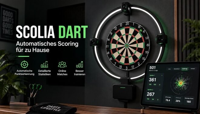 Scolia Dart mit automatischem Scoring System und Dartboard für zu Hause