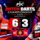 Stephen Bunting besiegt Damon Heta bei der Dutch Darts Championship 2026 in Maastricht mit 6:3 und erreicht das Halbfinale.