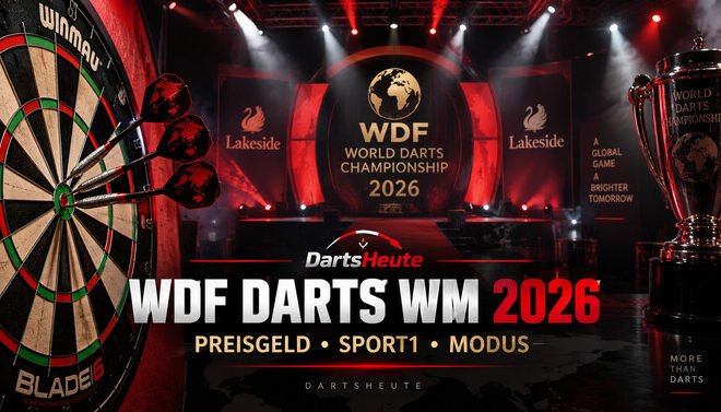 WDF Darts WM 2026 im Lakeside Country Club mit Informationen zu Preisgeld, SPORT1-Übertragung und Spielmodus.
